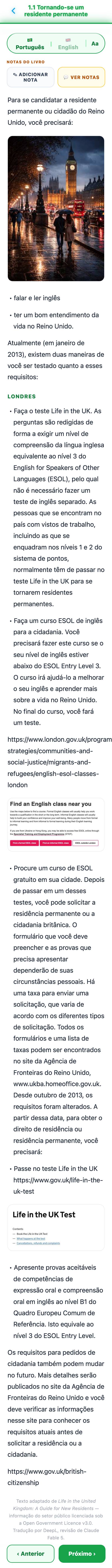 Português e inglês