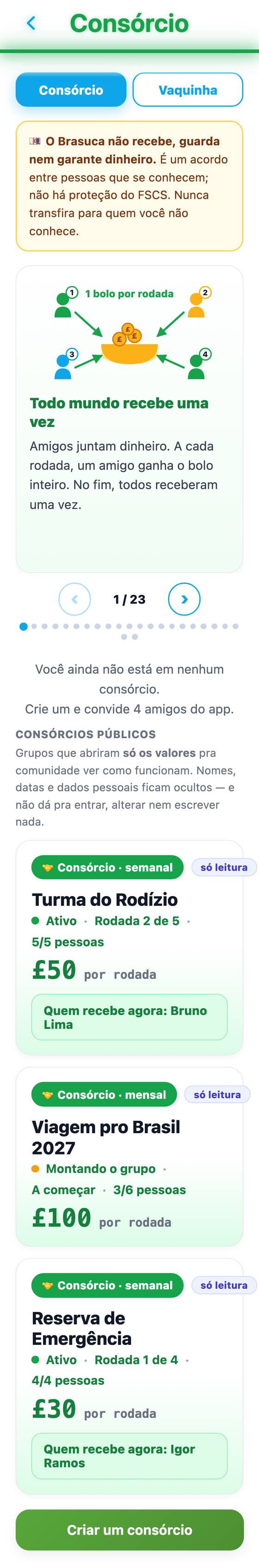 Consórcio • Vaquinha